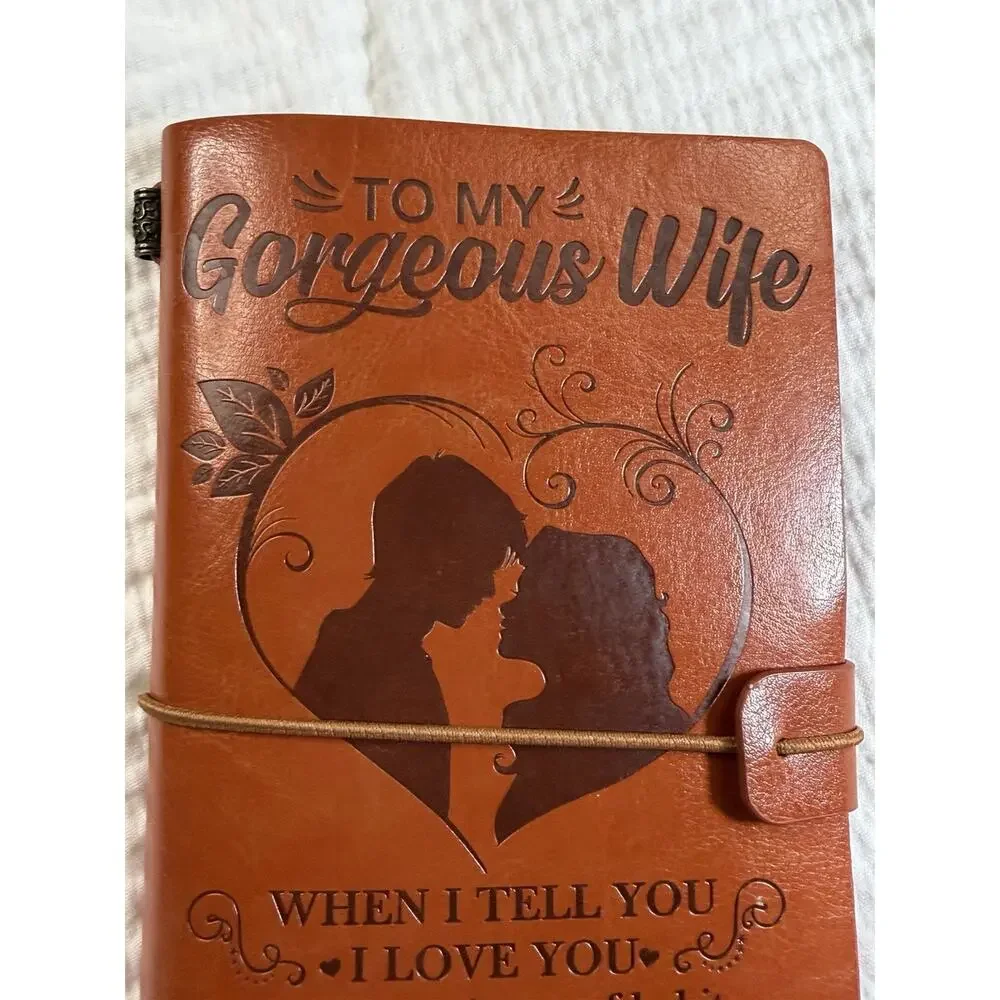 New To My Georgous Wife From Husband Brown Leather Journal Keeper Engraved Love